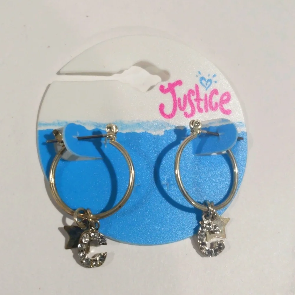Justice Silver-tone Hoop Earrings Sparkling 